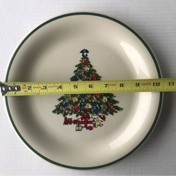 Set Of 2 Global Designs Fine Stone Christmas Tree Dinner Plates 10.25” - Picture 6 of 6